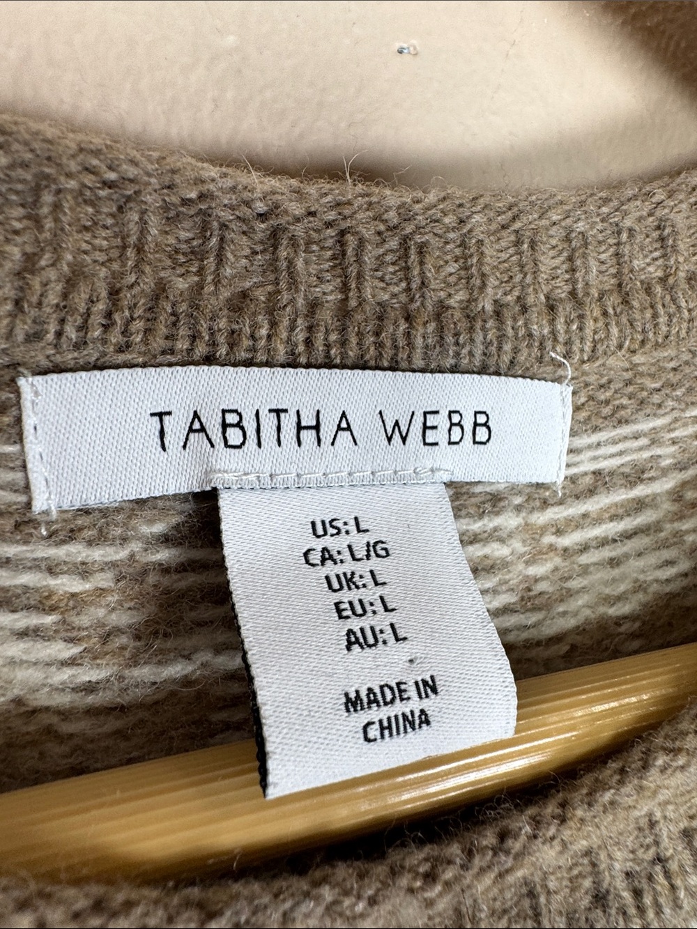 Tabitha Webb Womens Lambs Wool Blend Sweater Cream Fair Isle Yoke L Classic - Picture 2 of 7
